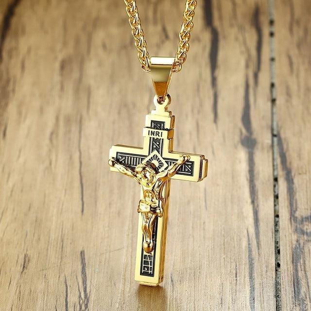 Collier Croix Homme<br>Crucifix INRI-Boutique Chrétienne