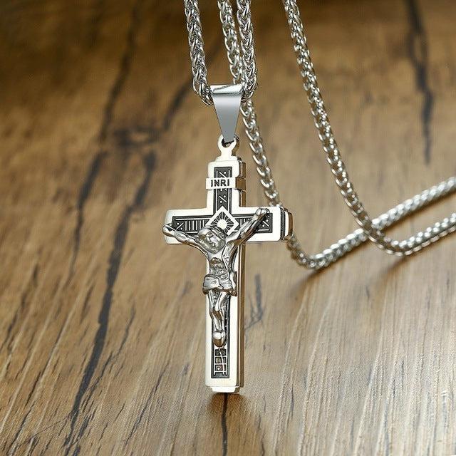 Collier Croix Homme<br>Crucifix INRI-Boutique Chrétienne